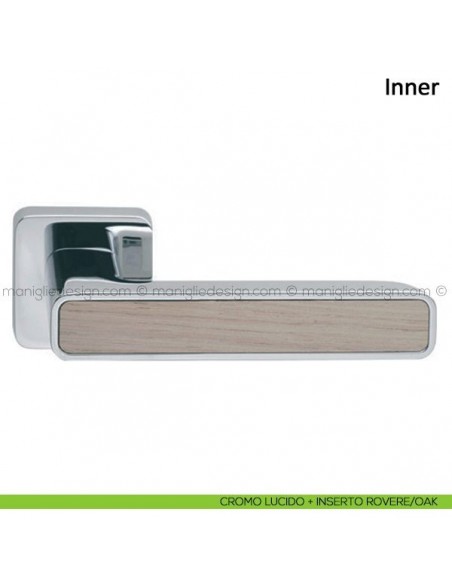 Maniglia per porta Inner Frascio cromo lucido + inserto rovere/oak