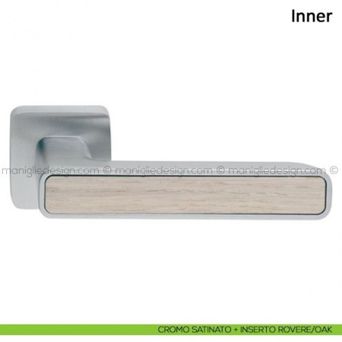 Maniglia per porta Inner Frascio cromo satinato + inserto rovere/oak