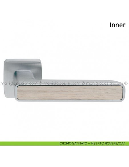 Maniglia per porta Inner Frascio cromo satinato + inserto rovere/oak