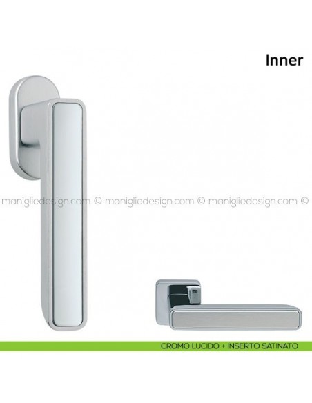 Maniglia per finestra martellina DK Inner Frascio cromo lucido + inserto satinato