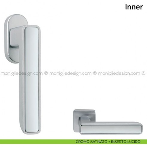Maniglia per finestra martellina DK Inner Frascio cromo satinato + inserto lucido