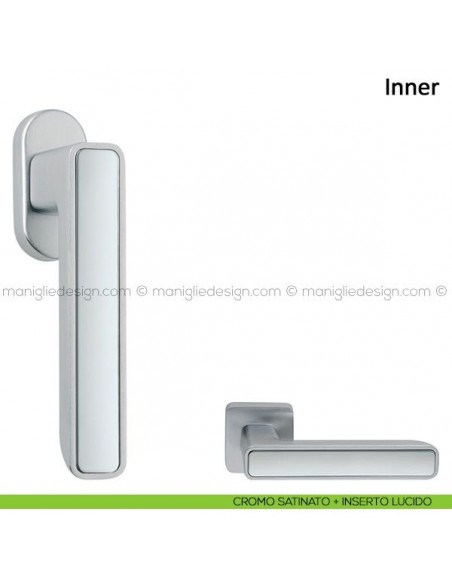 Maniglia per finestra martellina DK Inner Frascio cromo satinato + inserto lucido