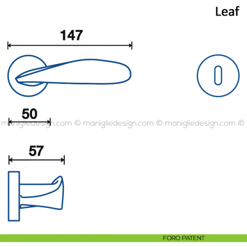 Maniglia per porta Leaf Frascio foro patent