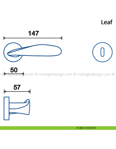 Maniglia per porta Leaf Frascio foro patent
