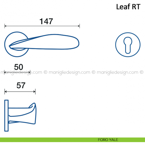 Maniglia per porta Leaf Frascio con rosetta bassa foro yale