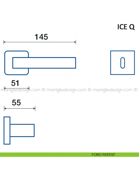 Maniglia per porta Ice Q Frascio foro patent