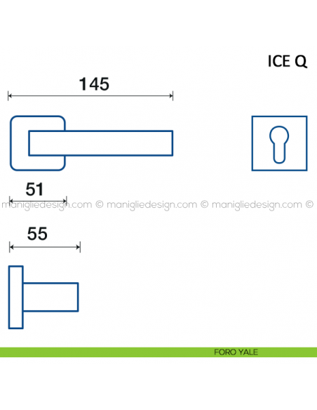 Maniglia per porta Ice Q Frascio foro yale
