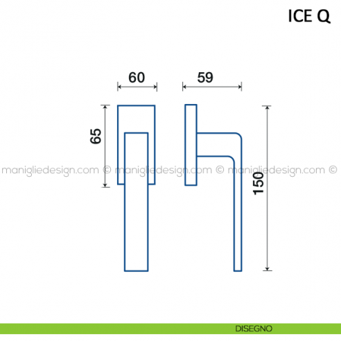 Maniglia per finestra martellina DK Ice Q Frascio disegno