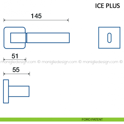 Maniglia per porta Ice Plus Frascio foro patent