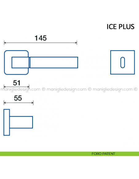 Maniglia per porta Ice Plus Frascio foro patent