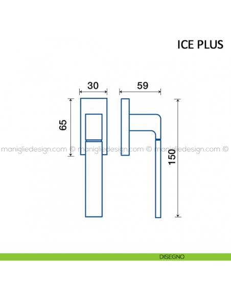 Maniglia per finestra martellina DK Ice Plus Frascio disegno
