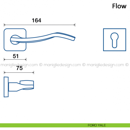 Maniglia per porta Flow Frascio foro yale