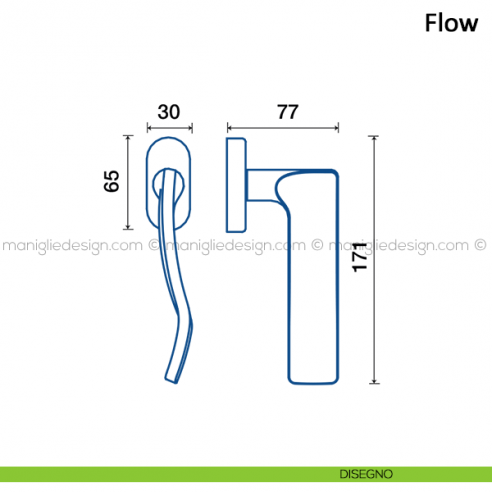 Maniglia per finestra martellina DK Flow Frascio disegno