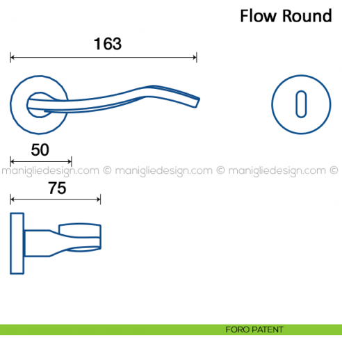 Maniglia per porta Flow Round Frascio foro patent