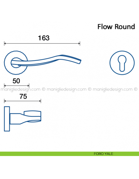 Maniglia per porta Flow Round Frascio foro yale