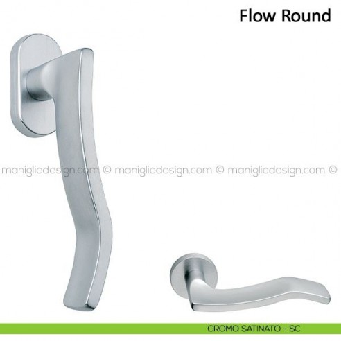 Maniglia per finestra martellina DK Flow Round Frascio cromo satinato