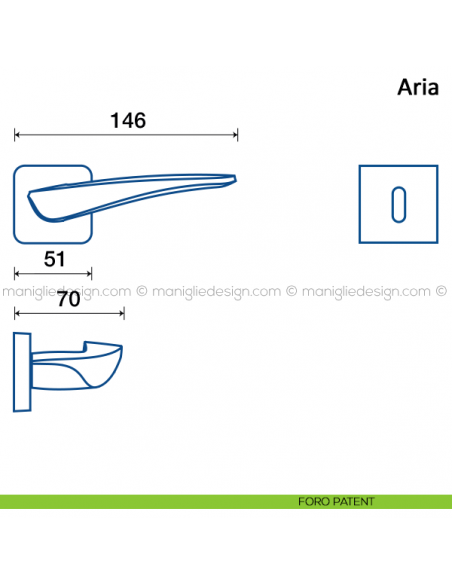 Maniglia per porta Aria Frascio foro patent