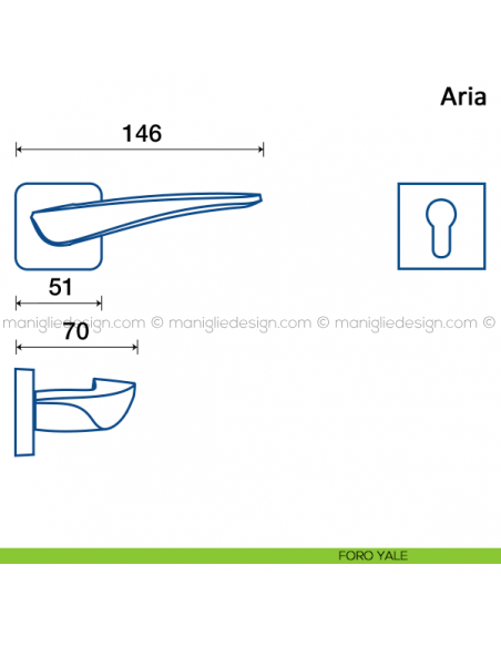 Maniglia per porta Aria Frascio foro yale