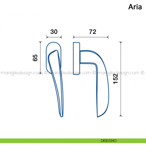 Maniglia per finestra martellina DK Aria Frascio disegno