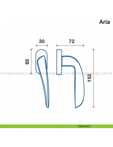 Maniglia per finestra martellina DK Aria Frascio disegno