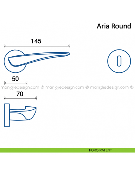 Maniglia per porta Aria Round Frascio foro patent
