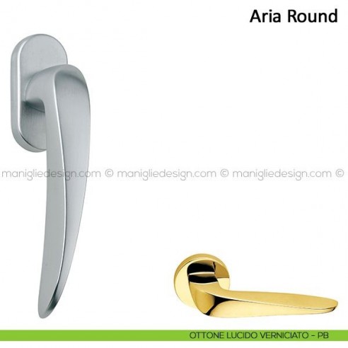 Maniglia per finestra martellina DK Aria Round Frascio ottone lucido verniciato