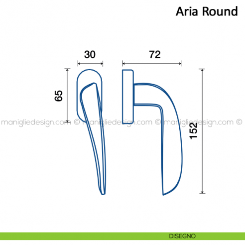 Maniglia per finestra martellina DK Aria Round Frascio disegno