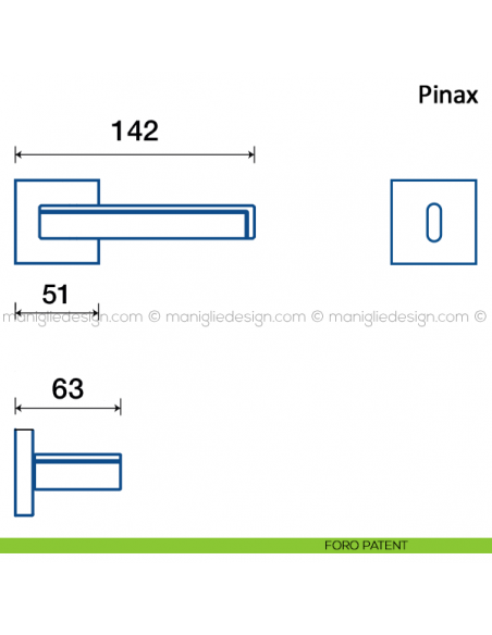 Maniglia per porta Pinax Frascio foro patent