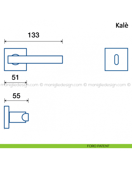 Maniglia per porta Kalè Frascio foro patent
