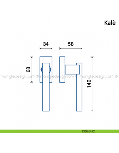 Maniglia per finestra martellina DK Kalè Frascio disegno