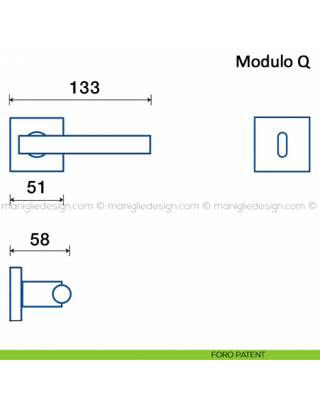 Maniglia per porta Modulo Q Frascio foro patent