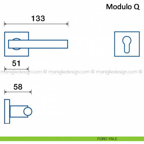 Maniglia per porta Modulo Q Frascio foro yale