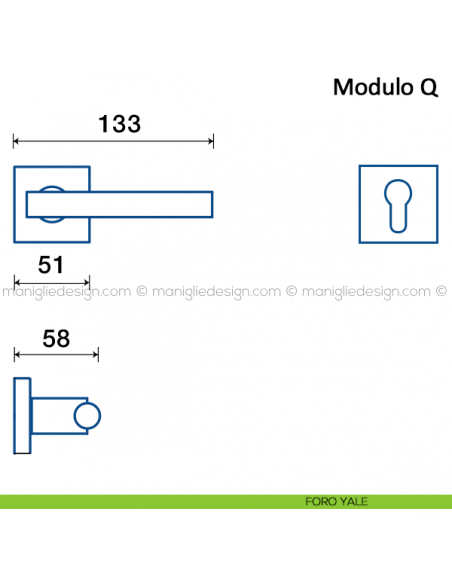 Maniglia per porta Modulo Q Frascio foro yale