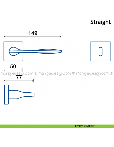 Maniglia per porta Straight Frascio in acciaio inox foro patent