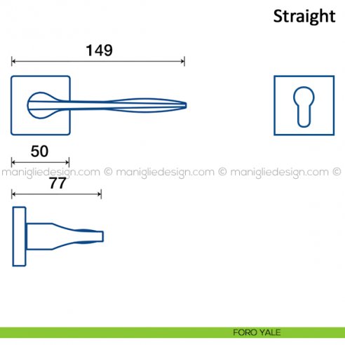 Maniglia per porta Straight Frascio in acciaio inox foro yale