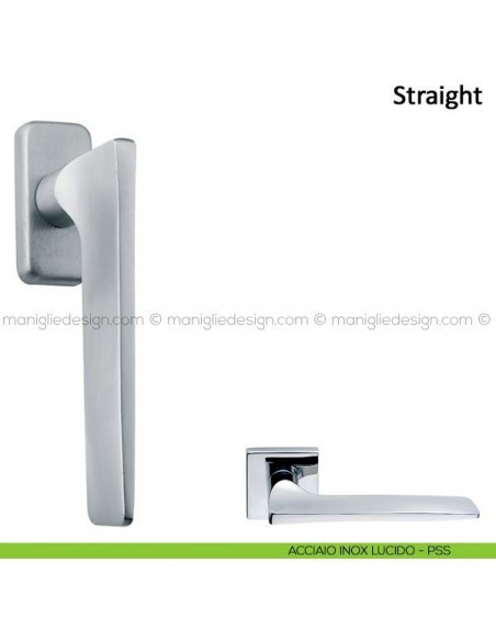 Maniglia per finestra martellina DK Straight Frascio in acciaio inox lucido