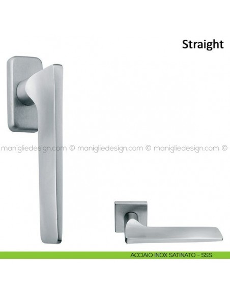 Maniglia per finestra martellina DK Straight Frascio in acciaio inox satinato
