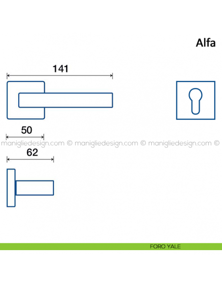 Maniglia per porta Alfa Frascio in acciaio inox foro yale