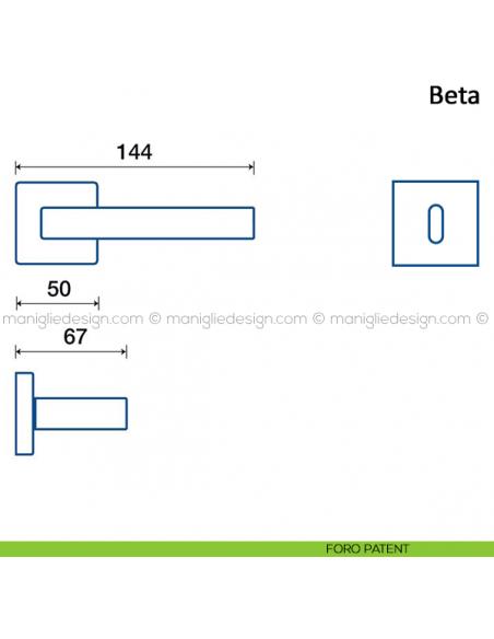 Maniglia per porta Beta Frascio in acciaio inox foro patent