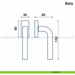 Maniglia per finestra martellina DK Beta Frascio in acciaio inox 2