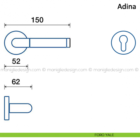 Maniglia per porta Adina Frascio in acciaio inox foro yale