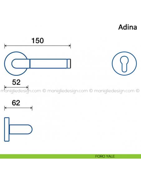 Maniglia per porta Adina Frascio in acciaio inox foro yale