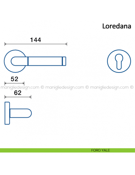 Maniglia per porta Loredana Frascio in acciaio inox foro yale