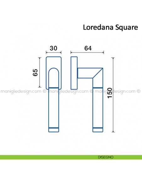 Maniglia per finestra martellina DK Loredana Square Frascio in acciaio inox disegno