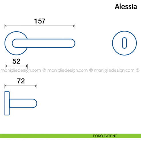 Maniglia per porta Alessia Frascio in acciaio inox foro patent