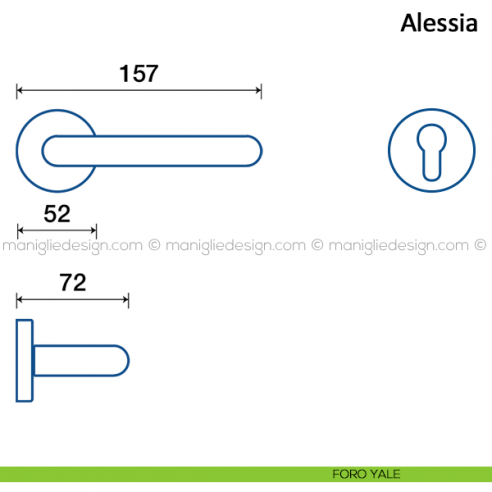 Maniglia per porta Alessia Frascio in acciaio inox foro yale