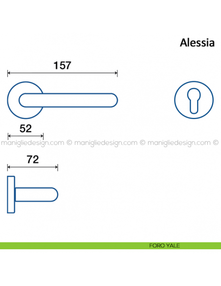 Maniglia per porta Alessia Frascio in acciaio inox foro yale