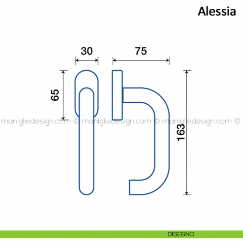 Maniglia per finestra martellina DK Alessia Frascio in acciaio inox disegno