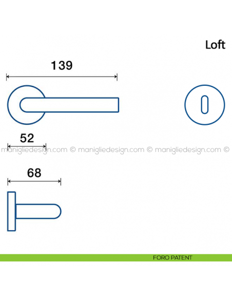 Maniglia per porta Loft Frascio in acciaio inox foro patent