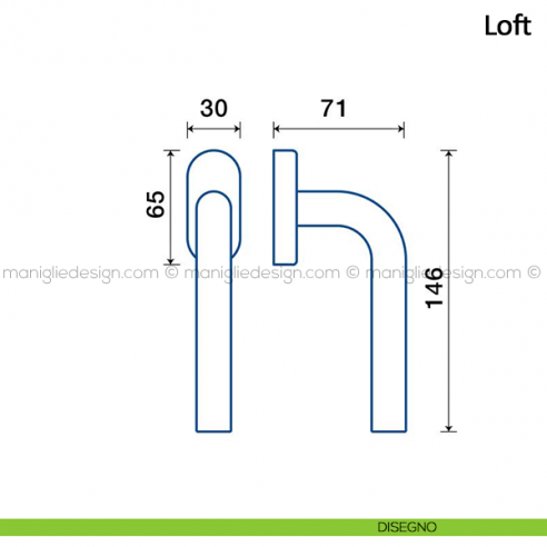 Maniglia per finestra martellina DK Loft Frascio in acciaio inox disegno